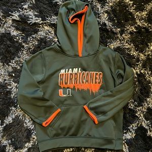 Kids Miami Hurricanes size M 8/10 green & orange sweatshirt